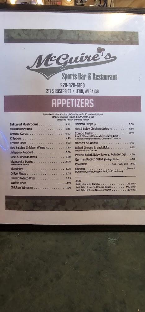 McGuire's Sports Bar & Restaurant Menu image 3