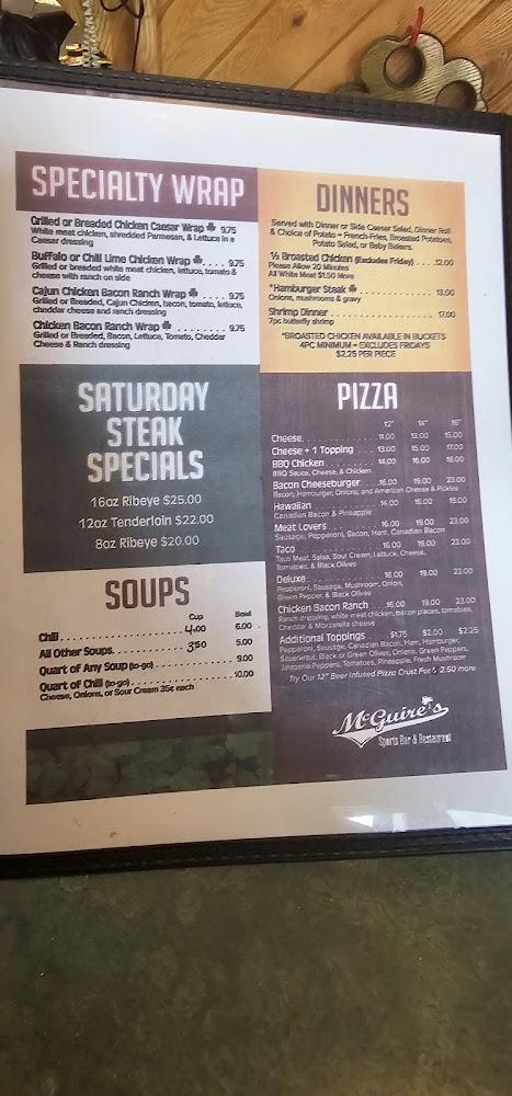 McGuire's Sports Bar & Restaurant Menu image 4